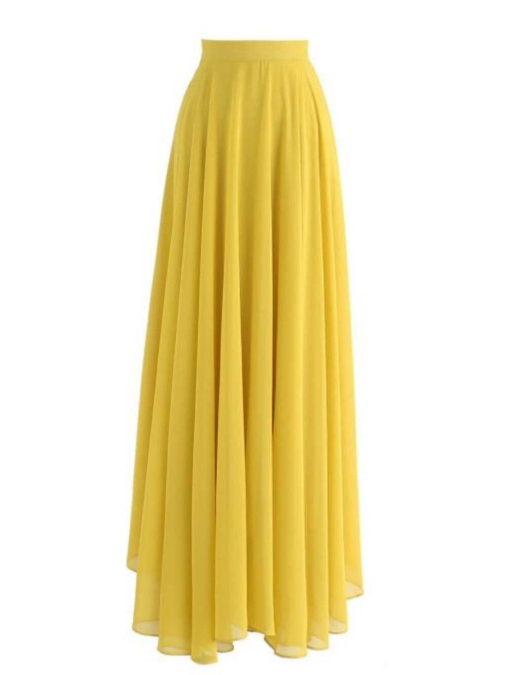 Chicwish Chiffon Mustard(Yellow) Pleated Maxi Skirt Sz Large